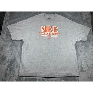 Nike Basketball Graphic T-Shirt Mens 3XL Loose Fit Gray Orange Short Sleeve Tee